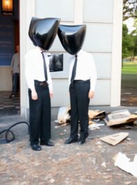 these two man walks in the park, then they shake hands-2d1cf9